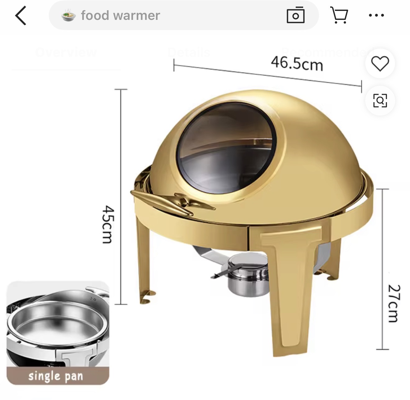 Gold Round Visible Flip Serving Trays