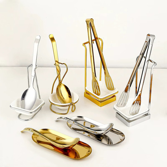 Gold Serving Spoons and Tongs